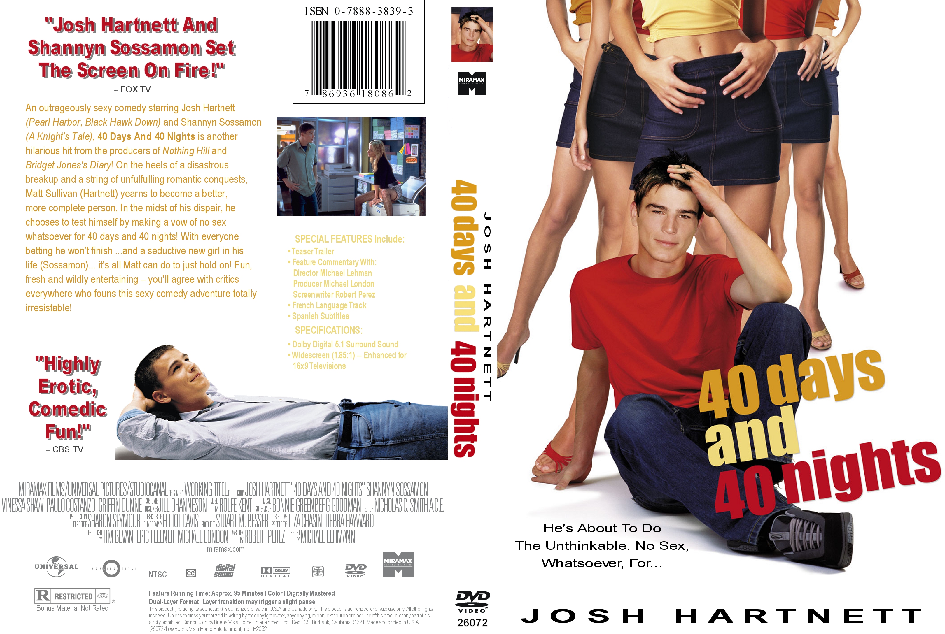 40 дней 40 ночей на английском песня. 40 Days and 40 Nights обложка. 40 Дней и 40 ночей (2002) Постер. 40 Дней и 40 ночей (DVD). Шаннин Соссамон и Джош Хартнетт.