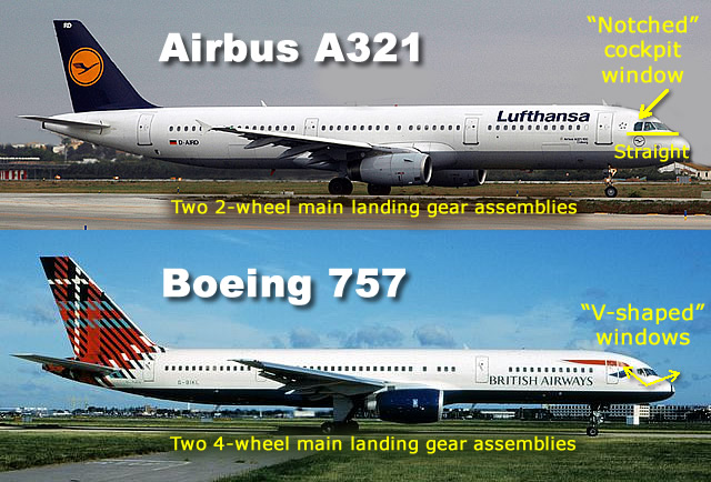 Side-by-side comparison of the Airbus A321 and the Boeing 757. 