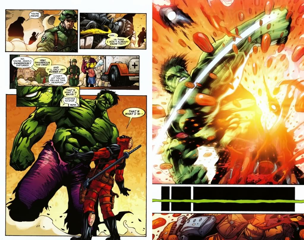 HD Quality Wallpaper | Collection: Comics, 1023x808 Deadpool Vs. Hulk