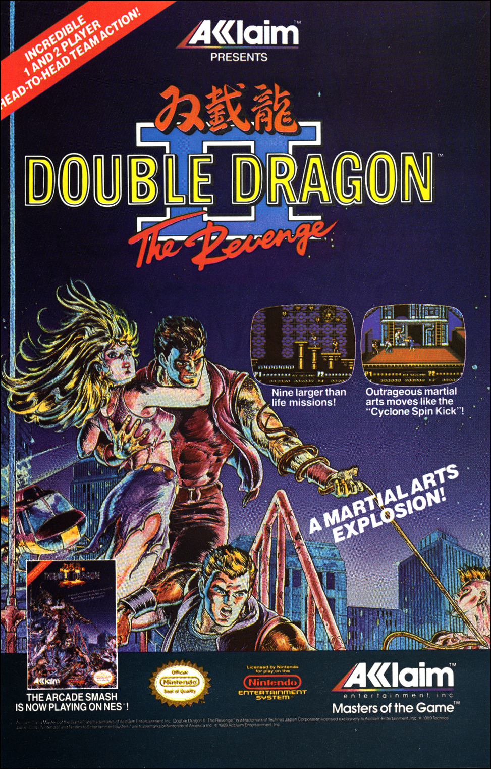 double dragon 2 nes screen box
