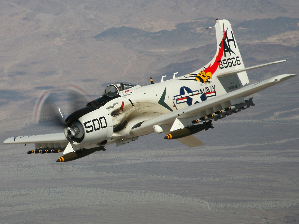 HD Quality Wallpaper | Collection: Military, 1152x864 Douglas A-1 Skyraider