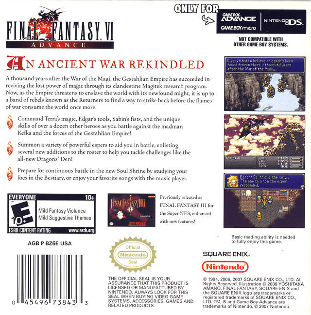 Final Fantasy VI Advance Pics, Video Game Collection