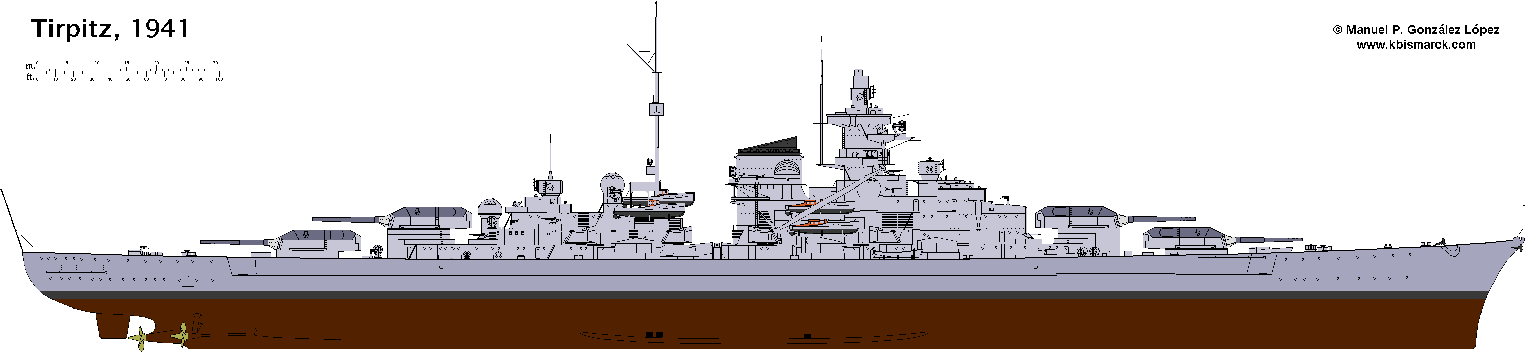 High Resolution Wallpaper | German Battleship Tirpitz 3015x696 px