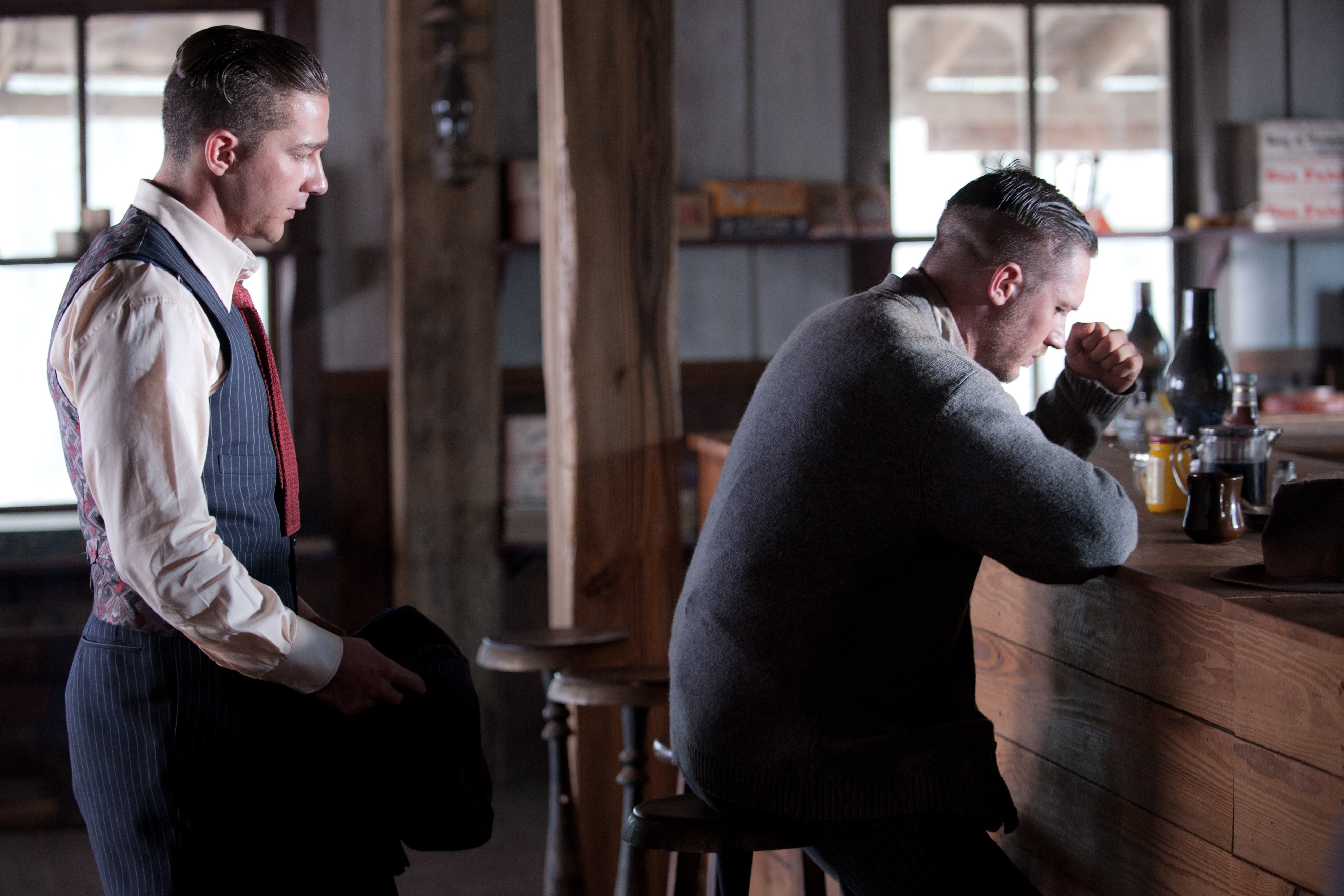 Tom Hardy and Shia LaBeouf in Lawless. 