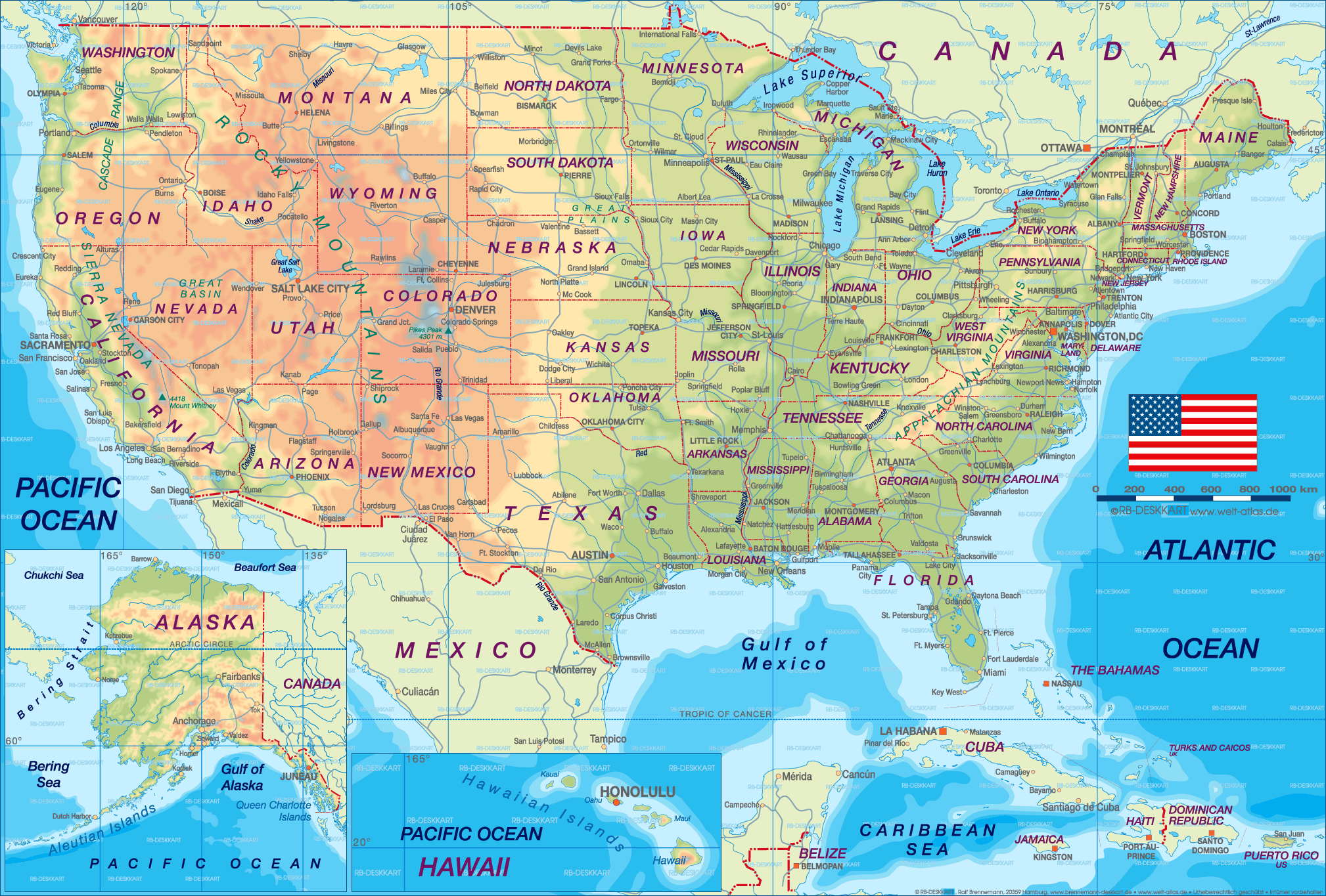 HD Quality Wallpaper | Collection: Misc, 2018x1365 Map Of The Usa