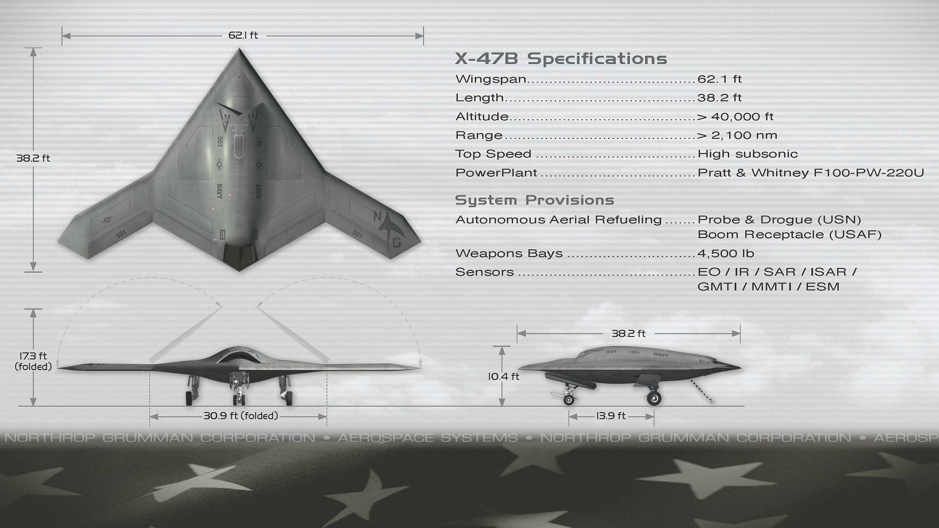 High Resolution Wallpaper | Northrop Grumman X-47B 1920x1080 px
