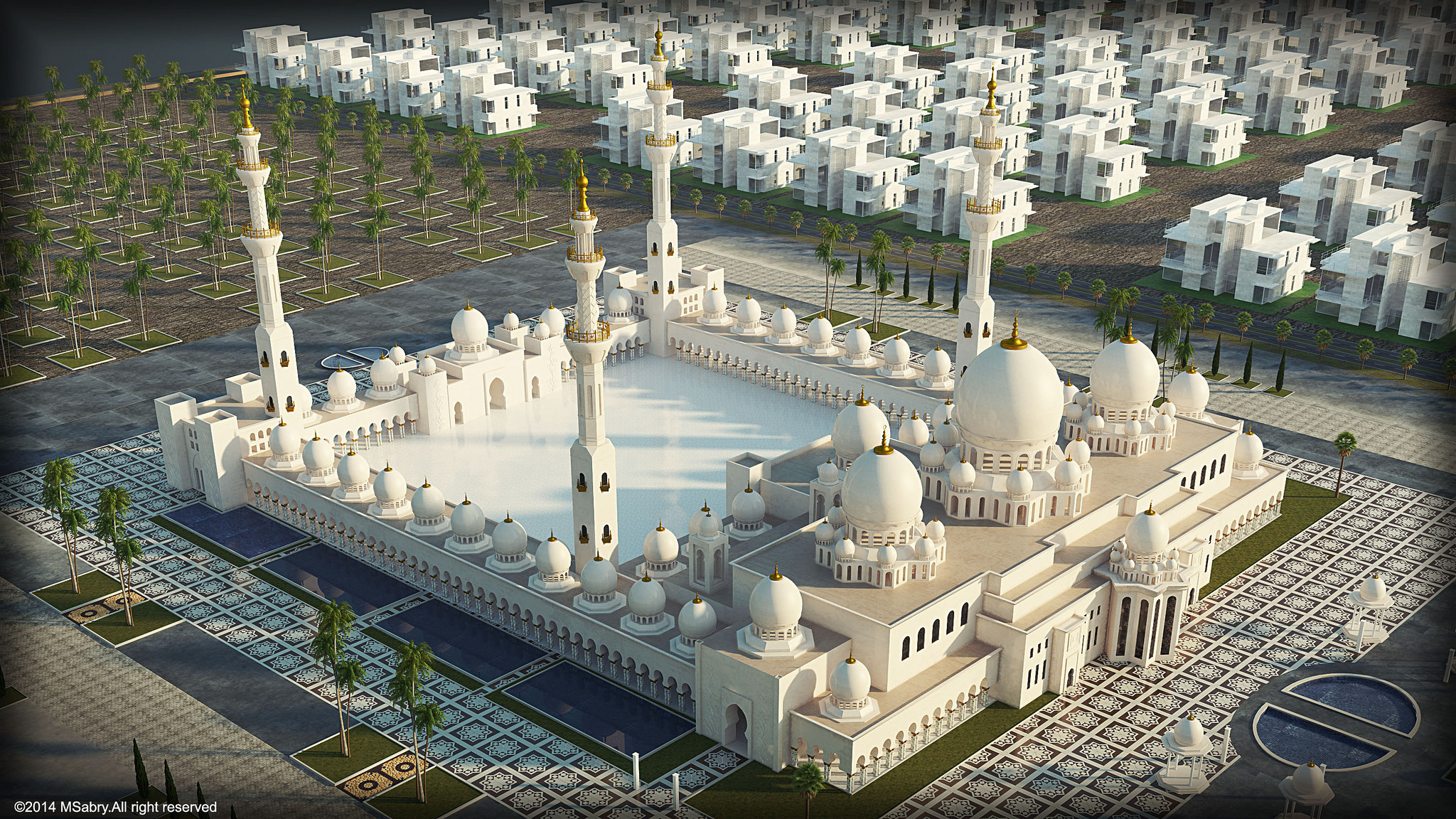 High Resolution Wallpaper | Sheikh Zayed Grand Mosque 2048x1152 px
