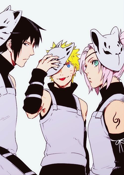 Uchiha Sasuke, Uzumaki Naruto & Haruno Sakura Team 7 ANBU Naruto. 