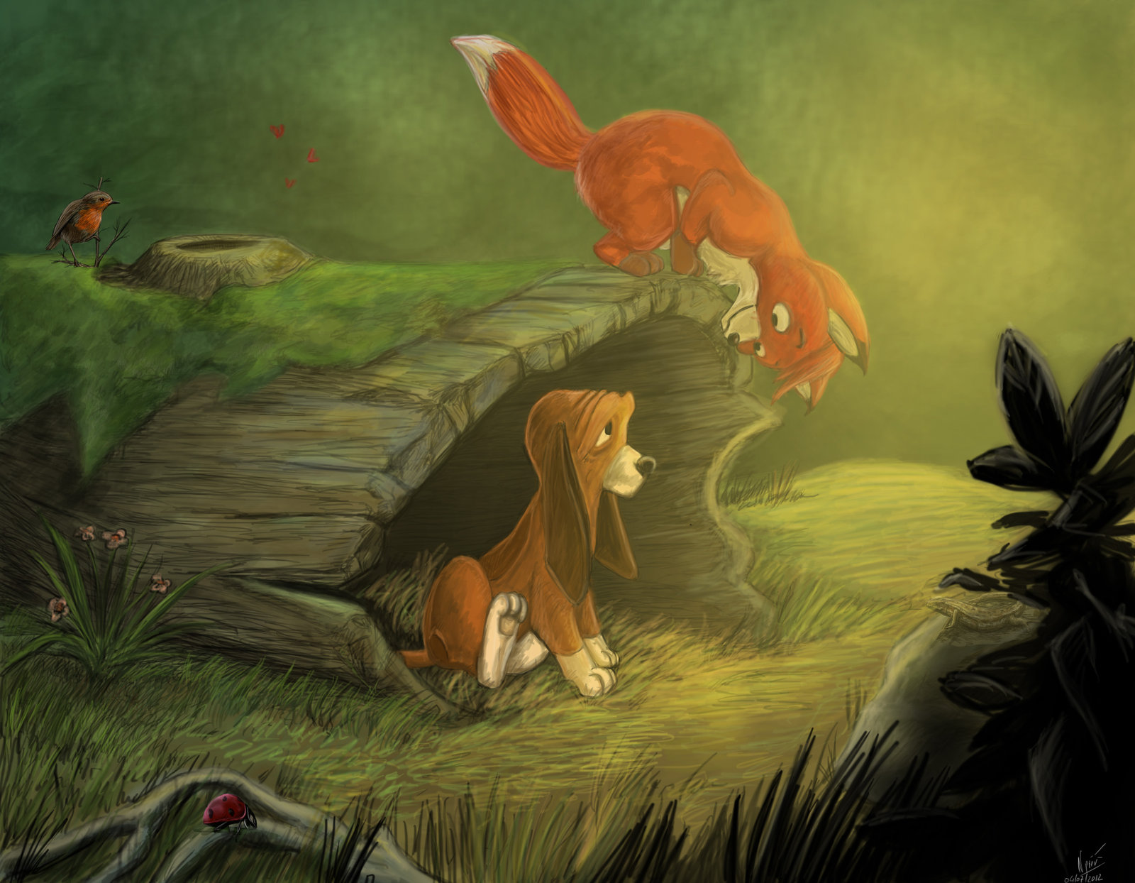 The Fox And The Hound Backgrounds, Compatible - PC, Mobile, Gadgets| 1600x1244 px