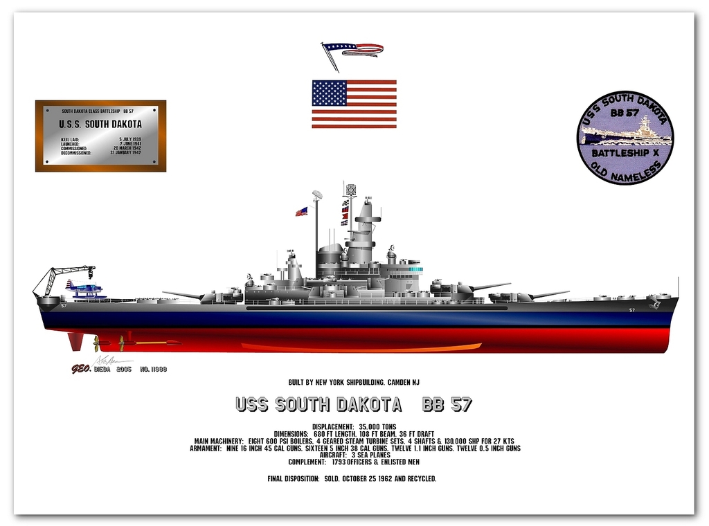 HQ USS South Dakota (BB-57) Wallpapers | File 197.77Kb
